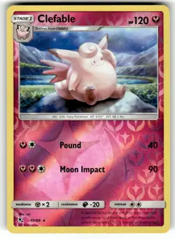 Clefable 40/68 Rare Hidden Fates Pokemon Reverse Holo NM - Image 1