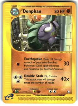 Donphan 7 Rare Aquapolis Pokemon NM - Image 1