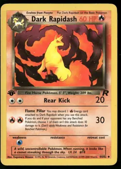 Dark Rapidash 44/82 Uncommon Team Rocket Pokemon 1st Edition MP - Image 1