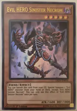 YuGiOh Evil HERO Sinister Necrom Ultra Rare 1st Edition LED5-EN014 - Image 1
