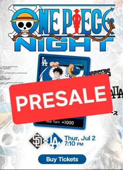 PRESALE ONE PIECE X DODGERS PROMO MONKEY D LUFFY DON CARD CARD ONLY SHIPS 7/3/26 - Image 1