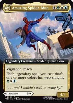 Peter Parker Amazing Spiderman MTG Disney World Exclusive Event Promo Rare Magic - Image 1