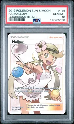 Pokemon Mallow 145/145 Full Art SM Guardians Rising PSA 10 GEM MINT - Image 1