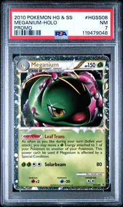 2010 POKEMON HEARTGOLD MEGANIUM PRIME #HGSS08 ULTRA RARE PSA 7 NM #119479048 - Image 1