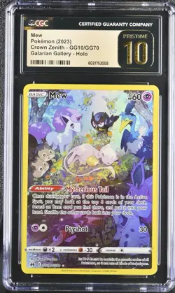 Pokemon Mew Crown Zenith Galarian Gallery Full Art GG10/GG70 CGC Pristine 10 - Image 1