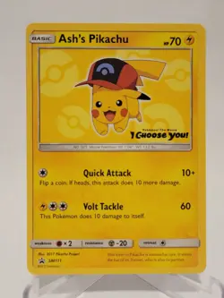 Pokemon Pikachu SM111 Ash's Cool Sun & Moon Black Star Promo Card - Image 1