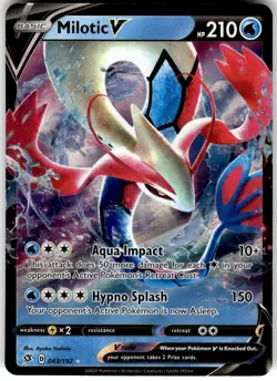 Milotic V 043/192 Rebel Clash Pokemon NM Fast Ship - Image 1