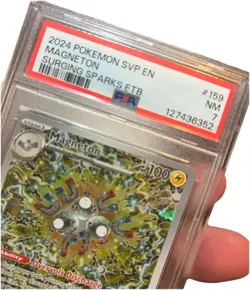 2024 Pokemon SVP Surging Sparks ETB Magneton Promo 159 PSA 7 - Image 3