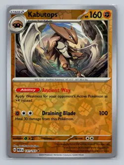 Pokemon SV: Scarlet & Violet 151 #141/165 Kabutops Reverse Holo Rare - Image 1