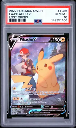 2022 POKEMON SWORD & SHIELD LOST ORIGIN #TG16 FULL ART/PIKACHU V PSA 10 - Image 1