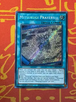 YUGIOH MITSURUGI PRAYERS SECRET RARE NM L26D-ENM14 - Image 1