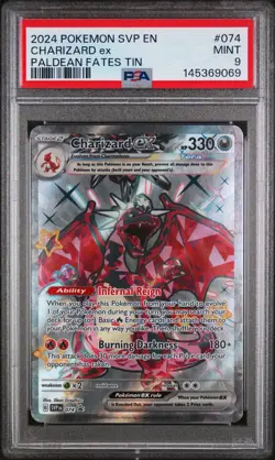 Charizard EX 074/091 Paldean Fates Tin Svp En-sv Black Star Promo Pokemon PSA 9 - Image 1