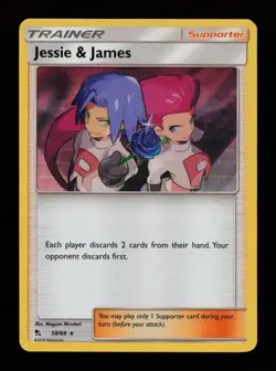 Jessie & James 58/68 Holo Rare Hidden Fates Pokemon Cards - Image 1
