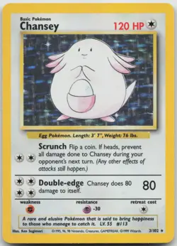 Chansey 3/102 Holo Holo Rare Base Set Unlimited Pokemon LP - Image 1