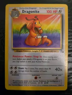 Vintage Pokemon Card – Dragonite #19/62 Fossil Set Non-Holo Rare (1999 WOTC) - Image 2
