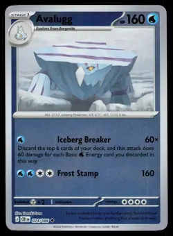 Avalugg Uncommon Reverse Holo Chaos Rising ME04 024/086 Pokemon NM 2026 - Image 1
