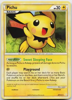Pichu 28/123 Rare HeartGold & SoulSilver Pokemon Lightly Played - Image 1