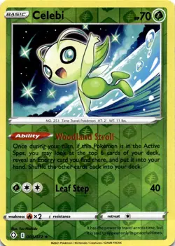 Celebi 003/072 Rare Shining Fates Pokemon Reverse Holo Lightly Played - Image 1
