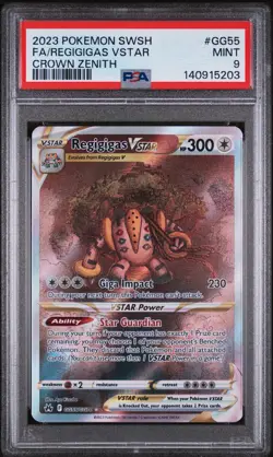 2023 POKEMON SWORD & SHIELD CROWN ZENITH #GG55 FA/REGIGIGAS VSTAR PSA 9 Mint - Image 1