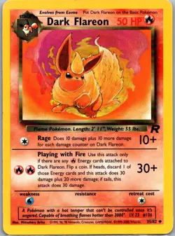 Pokemon TCG Dark Flareon Uncommon Unlimited Team Rocket 35/82 LP - Image 1