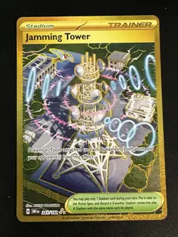 Jamming Tower 243/182 Pokemon Destined Rivals Gold Hyper Rare Holo NM - Image 1