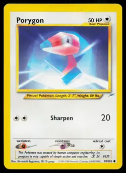 Porygon 78/105 C Neo Destiny Pokemon Unlimited HP - Image 1