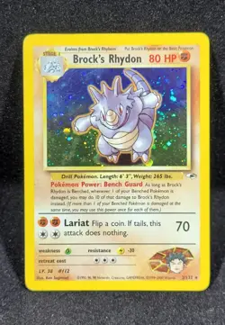 Pokemon TCG Brock's Rhydon Gym Heroes 2/132 Holo Unlimited Holo Rare - Image 1