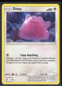 Ditto 17/18 Ultra Rare Detective Pikachu Pokemon NM 01-06-005 - Image 1