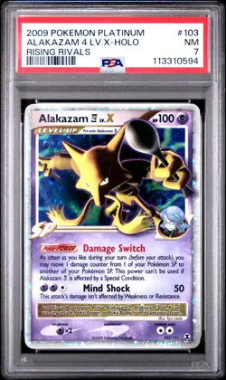 2009 POKEMON PLATINUM RISING RIVALS ALAKAZAM LV. X #103 PSA 7 NM #113310594 - Image 1