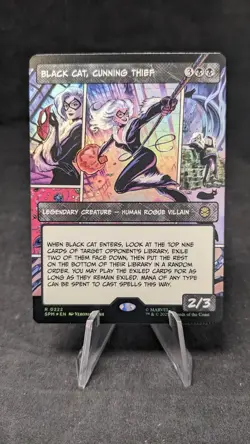 Black Cat, Cunning Thief (Borderless) FOIL - MTG Magic Spiderman - Crimped - Image 1