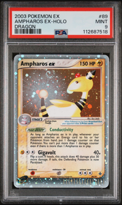 Pokemon PSA 9 2003 Ampharos EX Holo Ultra Rare EX Dragon #89 - Image 1