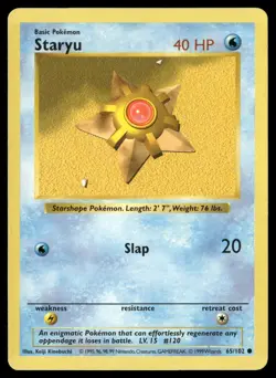 Staryu 65/102 Common Base Set Shadowless Pokemon NM/M - Image 1