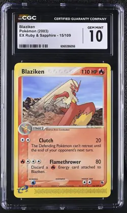 Pokemon Blaziken EX Ruby & Sapphire 15/109 CGC Gem Mint 10 - Image 1
