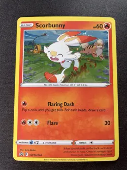 Pokemon Black Star Promo SCORBUNNY Cosmos Holo SWSH244 NM+ - Image 1