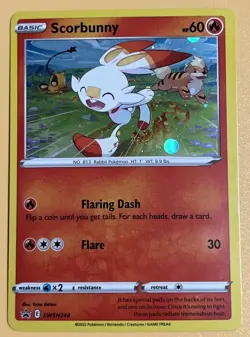 Whole Swirl Scorbunny SWSH244 Promo Cosmos Holo Pokemon NM 🌀 - Image 2