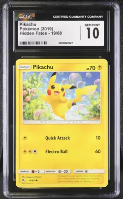 Pokemon Pikachu Hidden Fates 19/68 CGC Gem Mint 10 - Image 1