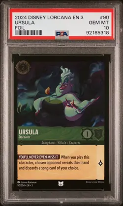 2024 Disney Lorcana Into the Inklands #90 "Ursala - Foil" - PSA 10 - GEM MINT - Image 1