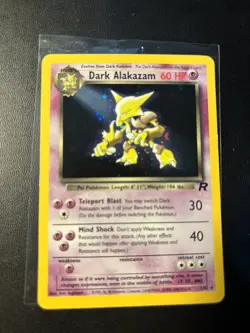 Pokemon Dark Alakazam TCG Team Rocket Holo Card 1/82 Unlimited LP - Image 1