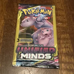 Pokemon Unified Minds 3 Card Mini Booster Pack Sealed Unweighed - Image 1