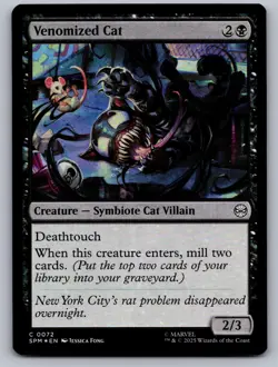 Venomized Cat 72 Common Marvel's Spider-Man Magic: The Gathering Foil Near Mint - Image 1