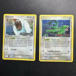 Pokemon Rayquaza 22/107 & Vigoroth 50/107 EX Deoxys Stamped Reverse Holo Lot- MP - Image 1