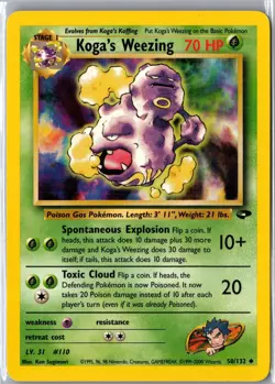 Koga's Weezing 50/132 Uncommon Gym Challenge Pokemon Unlimited Moderately Played - Image 1