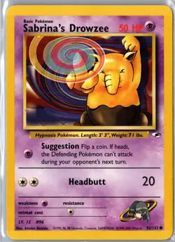 Sabrina's Drowzee 92/132 Common Gym Heroes Pokemon Unlimited Moderately Played - Image 1