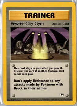 Pewter City Gym 115/132 Uncommon Gym Heroes Pokemon Unlimited Lightly Played - Image 1