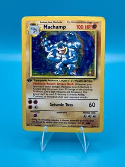 Pokemon TCG 1999 Machamp 8/102 Base Set 1st Edition Holo Rare Vintage MP - Image 1