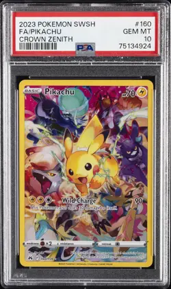 2023 POKEMON SWORD & SHIELD CROWN ZENITH #160 FULL ART/PIKACHU PSA 10 - Image 1