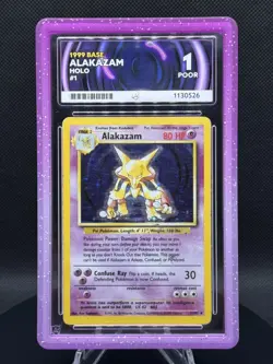🧠🔥 Pokemon TCG – Alakazam 1/102 – Base Set (1999) – Holo Rare – ACE 1 + GG - Image 1