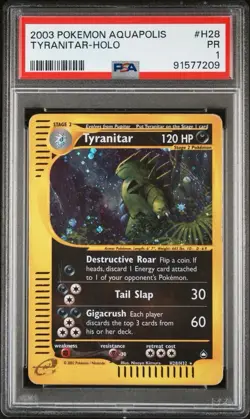 PSA 1 PR POOR 2003 Pokemon Aquapolis #H28 Tyranitar Holo Pop 43 - Image 1