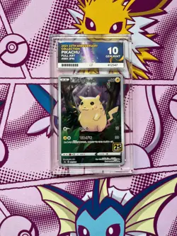 Pokemon TCG - Pikachu 001/028 - 25th Anniversary - Full Art - Graded - ACE 10 - Image 1