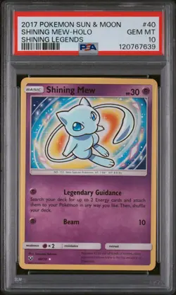 2017 POKEMON SUN & MOON SHINING LEGENDS #40 SHINING MEW-HOLO PSA 10 - Image 1